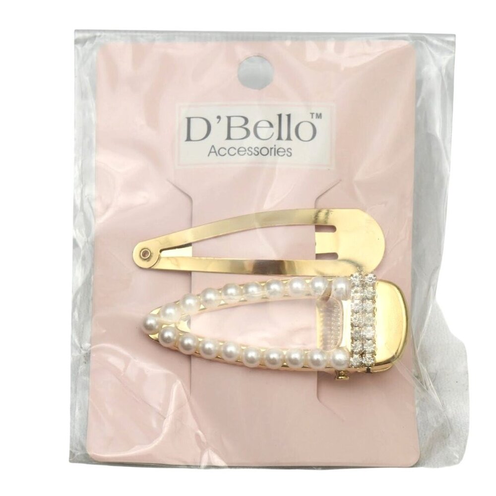 DBello Gold and Pearl Hair Clips Set
